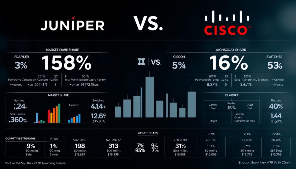 Marktanteil und Wettbewerbsposition von Juniper und Cisco